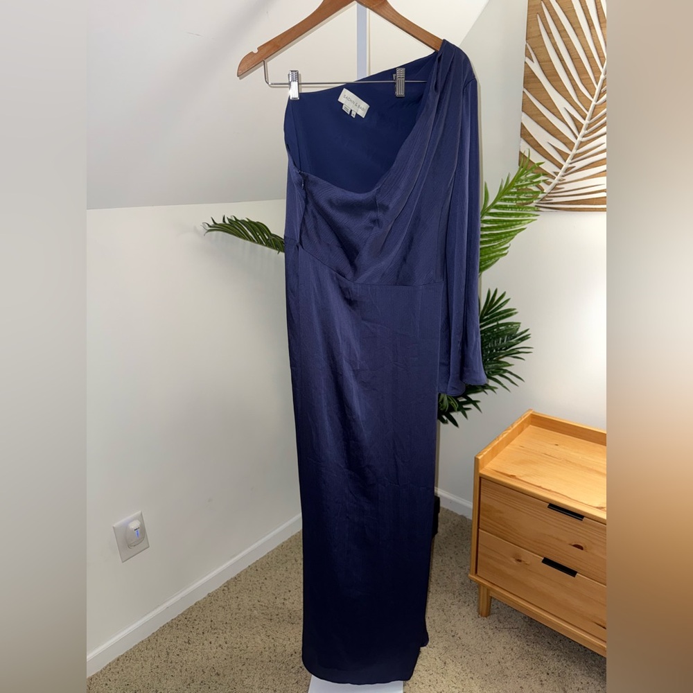 Sachin + Babi | Keely One Shoulder Gown in Deep Cobalt | Sz 14 - Picture 4 of 7